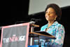 Minister Maite Nkoana-Mashabane at a Morning Live, New Age Breakfast Show, ICC Durban, South Africa, 25 March 2013.