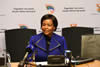 Minister Maite Nkoana-Mashabane at a Press Briefing before her Budget Vote Address to Parliament, Cape Town, South Africa, 22 July 2014.
