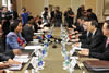 Minister Maite Nkoana-Mashabane meets with her Chinese counterpart, Minister Yang Jiechi, at the Taj Hotel, Cape Town, South Africa, 18 February 2013.