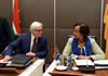 Minister Maite Nkoana-Mashabane with the Federal Minister of Foreign Affairs of Germany, Dr Frank-Walter Steinmeier, at the Eighth Session of the South Africa-Germany Bi-National Commission (BNC) in Pretoria, South Africa, 21 November 2014.