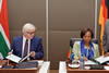 Minister Maite Nkoana-Mashabane with the Federal Minister of Foreign Affairs of Germany, Dr Frank-Walter Steinmeier, at the Eighth Session of the South Africa-Germany Bi-National Commission (BNC) in Pretoria, South Africa, 21 November 2014.