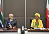 Minister Maite Nkoana-Mashabane with her Iranian counterpart, Dr Mohammad Javad Zarif, in Pretoria, South Africa, 31 October 2013.