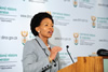 Minister Maite Nkoana-Mashabane addresses the media on the outcomes of the Extraordinary Summit of Heads of State and Government of the Economic Community of Central African States (ECCAS), as well as Fifth BRICS Summit and the BRICS Leaders-Africa Dialogue Forum, Pretoria, South Africa, 04 April 2013.
