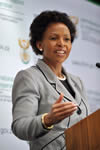 Minister Maite Nkoana-Mashabane addresses the media on international issues. She discusses issues around her visit to Europe and the upcoming visit of President Barack Obama of the United States of America to South Africa, Pretoria, South Africa, 25 June 2013.