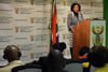 Minister Maite Nkoana-Mashabane during a media briefing on the upcoming United States - Africa Leaders’ Summit, Pretoria, South Africa, 1 August 2014.
