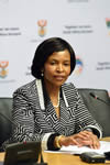 Minister Maite Nkoana-Mashabane during a press briefing on developments following the collapse of a building at the Synagogue Church of All Nations in Lagos, Nigeria, Cape Town, South Africa, 17 September 2014.