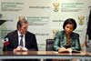 Minister Maite Nkoana-Mashabane and Dr José Antonio Meade Kuribreña, Minister of Foreign Affairs of Mexico, during a press conference and a signing ceremony held at the OR Tambo Building, Pretoria, South Africa, 17 October 2014.
