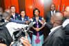 Minister Maite Nkoana-Mashabane, addresses the media after paying a courtesy call on President Armando Guebuza, Maputo, Mozambique, 2 October 2014.