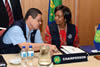 Minister Maite Nkoana-Mashabane and Deputy Minister Luwellyn Landers during the SADC Election Observer Mission launch ceremony, Windhoek, Namibia, 10 November 2014.