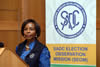 Minister Maite Nkoana-Mashabane during the SADC Election Observer Mission (SEOM) Press Conference, Windhoek, Namibia, 30 November 2014.