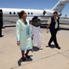 Minister Nkoana-Mashabane arrives in Namibia as part of the SADC Election Observer Mission. She is received by Deputy Minister Luwellyn Landers and South African High Commissioner, Myakayaka-Manzini, Windhoek, Namibia, 28 November 2014.