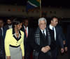 Minister Maite Nkoana-Mashabane receives President Mahmoud Abbas from the State of Palestine at the Waterkloof Air Force Base Airport, Pretoria, South Africa, 25 November 2014.