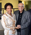 Minister Maite Nkoana-Mashabane meets Ahmed Kathrado after delivering a lecture at the University of the Witwatersrand, Johannesburg, South Africa, 10 April 2014.
