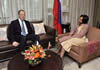 Minister Maite Nkoana-Mashabane with Russian Foreign Minister, Mr Sergey Lavrov, during a one on one meeting held in Pretoria, South Africa, 12 February 2013.