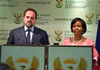 Minister Maite Nkoana-Mashabane with the Minister of Natural Resources and Environment of the Russian Federation, Mr Sergey Donskoy, during a press briefing, OR Tambo Building, Pretoria, South Africa, 7 November 2014.