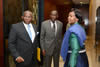 Minister Maite Nkoana-Mashabane greets delegates during the Joint SADC-ICGLR Ministers' Meeting. On the left is the Foreign Minister of Angola, Georges Rebelo Chicoti, and on the right is the Foreign Minister of the Democratic Republic of the Congo (DRC), Raymond Tshibanda, Luanda, Angola, 1-2 July 2014.