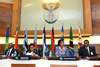 Left to right: Director of the SADC Organ on Politics Defence and Security, Colonel Tanki Mothae; SADC Executive Secretary, Dr Stergomena Lawrence Tax; Minister Maite Nkoana-Mashabane; and the Director General Department of International Relations and Cooperation, Mr Jerry Matjila, Pretoria, South Africa, 15 September 2014.