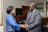 Minister Maite Nkoana-Mashabane; the SADC Executive Secretary, Dr. Stergomena Lawrence Tax meet with the Vice President of Botswana, Mr Ponatshego Kedikilwe, ahead of the Launch of the SADC Observer Mission to Botswana, in Gaborone, Botswana, 9-10 October 2014.