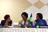 Minister Maite Nkoana-Mashabane; the SADC Executive Secretary, Dr. Stergomena Lawrence Tax; and Deputy Minister Nomaindiya Mfeketo during the Launch of the SADC Observer Mission to Botswana, in Gaborone, Botswana, 9-10 October 2014.