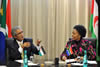 Minister Maite Nkoana-Mashabane with Saharawi Arab Democratic Republic, Foreign Affairs Minister Mohamed Salem Ould Salek, Pretoria, South Africa, 27 June 2013.
