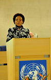 Minister Maite Nkoana-Mashabane addresses the High-Level Segment of the 25th Session of the United Nations Human Rights Council, Geneva, Switzerland, 4 March 2014.
