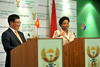 Minister Maite Nkoana-Mashabane and her counterpart, Foreign Affairs Minister Pham Binh Minh, from the Socialist Republic of Vietnam, conduct a Press Briefing at the conclusion of the Bilateral Consultations, Pretoria, South Africa, 06 August 2013.