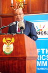 President Jacob Zuma briefs the media on the hosting of the BRICS Summit and the events that occurred in the Central African Republic, Sefako Makgatho Guest House, Pretoria, South Africa, 25 March 2013.