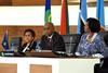 President Jacob Zuma, Chair of the SADC Troika, opens the SADC Double Troika plus Two at the O R Tambo building. Seated with him are Minister Maite Nkoana-Mashabane and the SADC Executive Secretary, Dr Tax, Pretoria, South Africa, 15 September 2014.