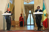 President Jacob Zuma and his Senegalese counterpart, President Macky Sall, arrive at the Press Briefing area at the conclusion of the Bilateral Engagement, Dakar, Senegal, 1 - 2 October 2013.