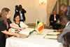President Jacob Zuma witnesses as Ms Tina Joemat-Pettersson, Minister of Agriculture Forestry and Fisheries, signs the Memorandum of Understanding on Cooperation in the Field of Agriculture, at the conclusion of the Bilateral Engagement, Dakar, Senegal, 1 - 2 October 2013.