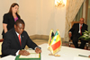President Jacob Zuma witnesses as Mr Paul Mashatile, Minister of Arts and Culture, signs an Agreement on Cooperation in the Field of Arts and Culture at the conclusion of the Bilateral Engagements, Dakar, Senegal, 1 - 2 October 2013.