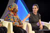 Dr Nkosazana Dlamini Zuma flanked by the Leader of the House of Commons in the UK Parliament, William Hague, and UN Special Envoy for Refugees Issues, Actress Angelina Jolie Pitt, during the High Level Panel on Women, Peace and Security (WPS) held on the margins of the 25th African Union (AU) Summit, Sandton International Convention Centre, Johannesburg, South Africa, 12 June 2015.