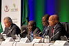 President Jacob Zuma; African Union (AU) Chairperson, President Robert Mugabe; President Macky Sall of Senegal; President Abdel Fattah el-Sisi of Egypt; and the Chief Executive Officer of NEPAD, Dr Ibrahim Assane Mayaki; at the 33rd Summit of the NEPAD Heads of State and Government Orientation Committee (HSGOC), held on the margins of the African Union's 25th Summit, Sandton International Convention Centre, Johannesburg, South Africa, 13 June 2015.