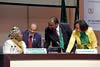 On the podium, left to right: The African Union Commission Chairperson, Dr Nkosazana Dlamini Zuma, UN Under-Secretary-General, Carlos Lopes, and the Executive Secretary of ECA, Foreign Minister Simbarashe Mumbengegwi (Chairperson of the meeting) of Zimbabwe, and Minister Maite Nkoana-Mashabane, Sandton, Johannesburg, South Africa, 11 June 2015.