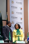 Foreign Minister Simbarashe Mumbengegwi (Chairperson of the meeting) of Zimbabwe and Minister Maite Nkoana-Mashabane, Sandton, Johannesburg, South Africa, 11 June 2015.