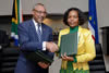 Minister Maite Nkoana-Mashabane signs an agreement with the Foreign Minister of Cape Verde, Mr Jorge Homero Tolentino Araujo, Sandton, Johannesburg, South Africa, 11 June 2015.
