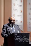 The Foreign Minister of Zimbabwe, Simbarashe Mumbengegwi (Chairperson of the meeting), welcomes all the Ministers at the African Union (AU) Ministerial Retreat, Sandton Convention Centre, Johannesburg, South Africa, 7-15 June 2015.