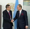 Deputy Minister Luwellyn Landers meets with the Deputy Secretary-General of the United Nations, Mr Jan Eliasson, ahead of the G77 plus China Handover of Chairmanship Ceremony from Bolivia to South Africa, New York, USA, 8 January 2015.