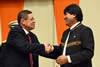 Deputy Minister Luwellyn Landers with UN Secretary Geneneral, Mr Ban Ki Moon, at the G77 plus China Handover of Chairmanship Ceremony. President Evo Morales Ayma of Bolivia handed over to Deputy Minister Landers during the ceremony, New York, USA, 8 January 2015.