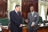 Deputy Minister Luwellyn Landers pays a Courtesy Call on the Speaker of the National Assembly, Dr Barton Scotland, Georgetown, Guyana, 30 June 2015.