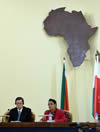 Deputy Minister Luwellyn Landers is seated next to the Foreign Minister of the Republic of Madagascar, Ms Beatrice Jeanine Atallah, during the seminar on “Madagascar and South Africa Relations: The Past, Present and Future”, Antananarivo, Madagascar, 5 October 2015.