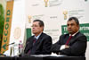 Deputy Minister Luwellyn Landers and Mr Vasu Gounden from ACCORD during the public lecture at the University of KwaZulu-Natal on the topic: “Strengthening the African Agenda through AU, BRICS and FOCAC”, Durban, South Africa, 21 September 2015.