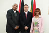 Deputy Minister Luwellyn Landers meets with the Minister of Foreign Affairs, Mr Winston Dookeran of Trinidad and Tobago. Left to right: Minister Winston Dookeran, Deputy Minister Luwellyn Landers and High Commissioner M Modiselle, Port of Spain, Trinidad and Tobago, 1 July 2015.