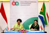 Minister Maite Nkoana-Mashabane signs a Cooperation Agreement with the Foreign Minister of Indonesia, Ms Retno L.P. Marsudi, on the sidelines of the Asia Africa Conference, Jakarta, Indonesia, 20 April 2015.