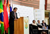The President of the BRICS Development Bank, Mr KV Kamath, delivers a keynote address during the Public Lecture on the BRICS Development Bank, DIRCO, Pretoria, South Africa, 1 December 2015.