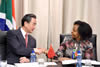 Minister Maite Nkoana-Mashabane with Mr Wang Yi, Minister of Foreign Affairs of the People’s Republic of China, Pretoria, South Africa, 14 April 2015.