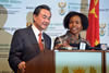 Minister Maite Nkoana-Mashabane with Mr Wang Yi, Minister of Foreign Affairs of the People’s Republic of China during the Press Conference, Pretoria, South Africa, 14 April 2015.