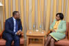 Minister Maite Nkoana-Mashabane meets with the Minister of Foreign Affairs and Aviation of St Kitts and Nevis, Mr Mark Brantley, on the sidelines of the Commonwealth Heads of Government Meeting (CHOGM 2015), Valletta, Malta, 26 October 2015.