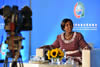 Minister Maite Nkoana-Mashabane with Leanne Manas from SABC Morning Live during a live interview that focuses on the Johannesburg Summit of the Forum on China - Africa Cooperation (FOCAC), Pretoria, South Africa, 3 December 2015.