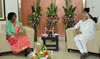 Minister Maite Nkoana-Mashabane meets with Prime Minister Narendra Modi of India during her visit to India marking the 100 years of Gandhi's return to India, Gandhinagar, India, 7 January 2015.